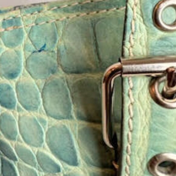 Vintage Dooney & Bourke Mint Green Croc Embossed Leather Satchel Structured Tote - Picture 14 of 14